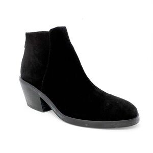 Eileen Fisher Rove Ankle Boots Black Suede Size 8.5 Block-Heel Zip Booties EUC